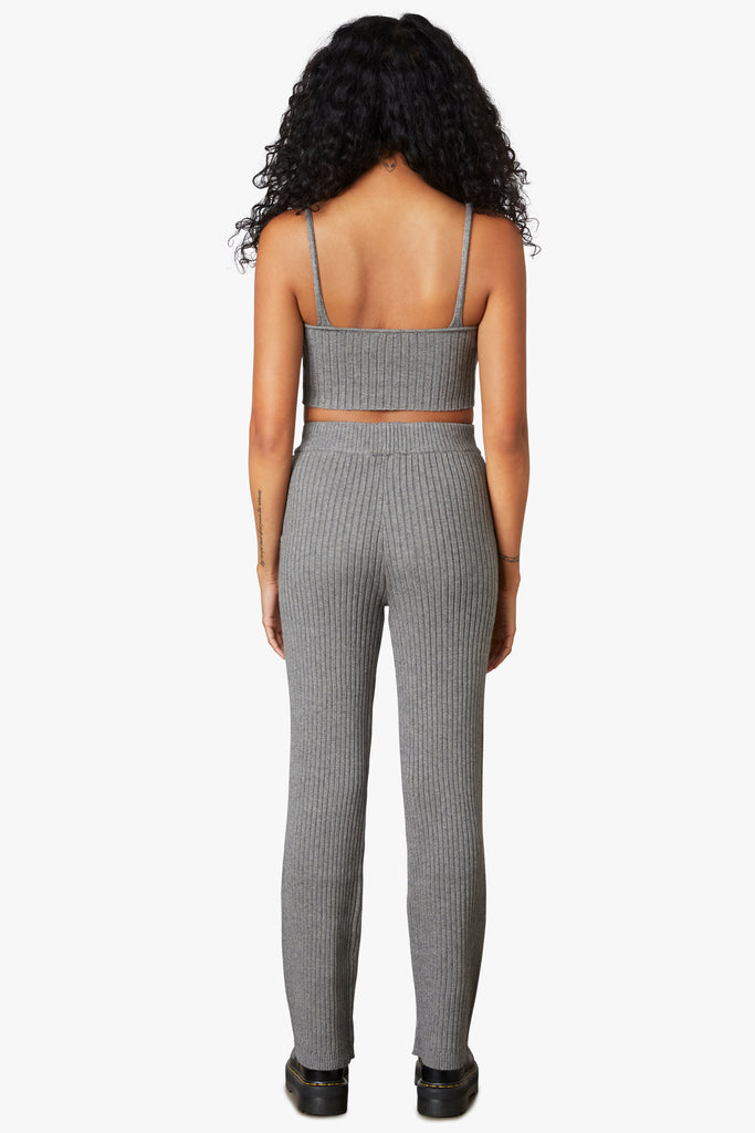 Ribbed Sweater Pant in Charcoal back 