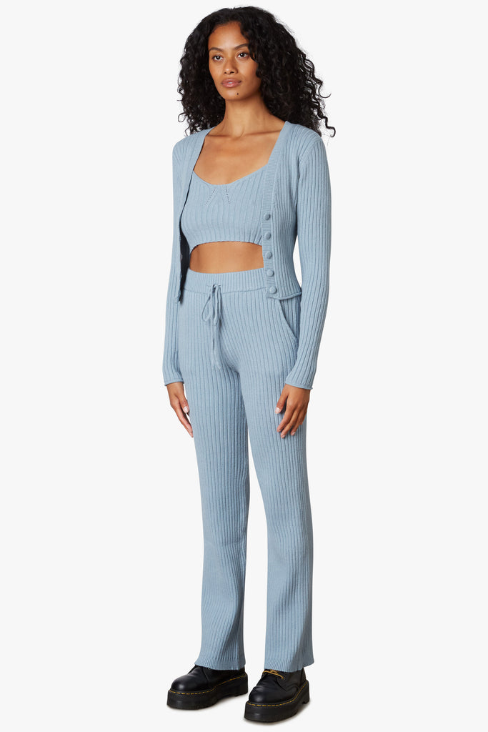 Ribbed Sweater Pant in Dusty Blue side 