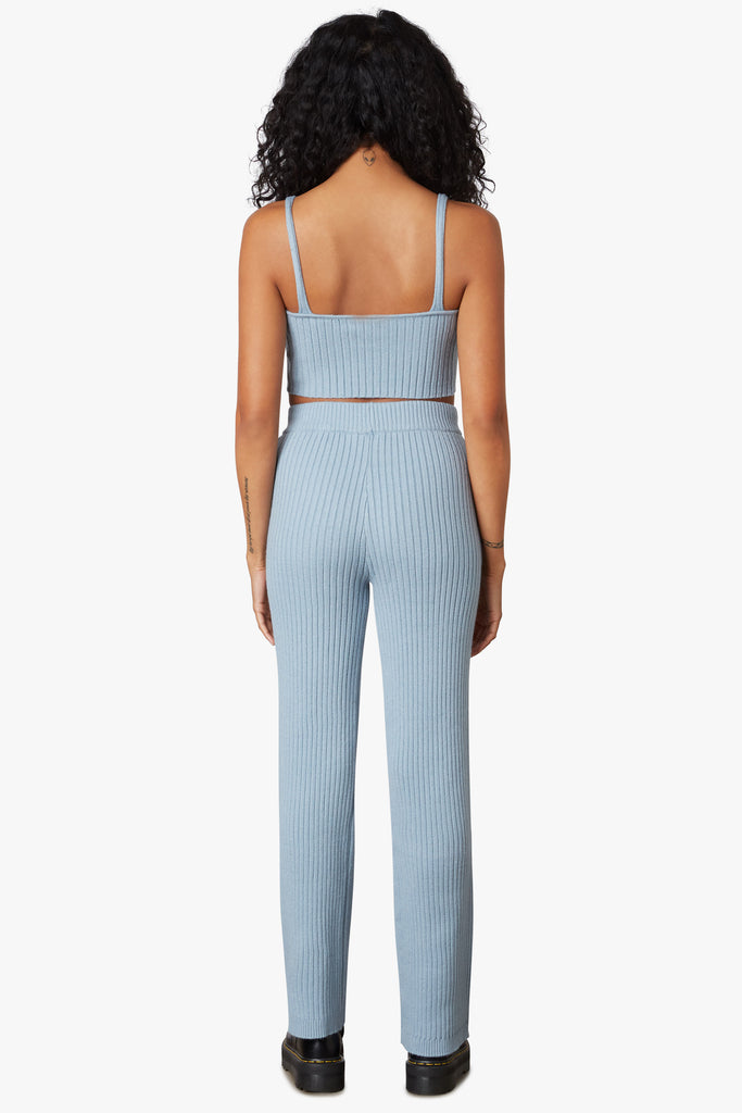Ribbed Sweater Pant in Dusty Blue back 