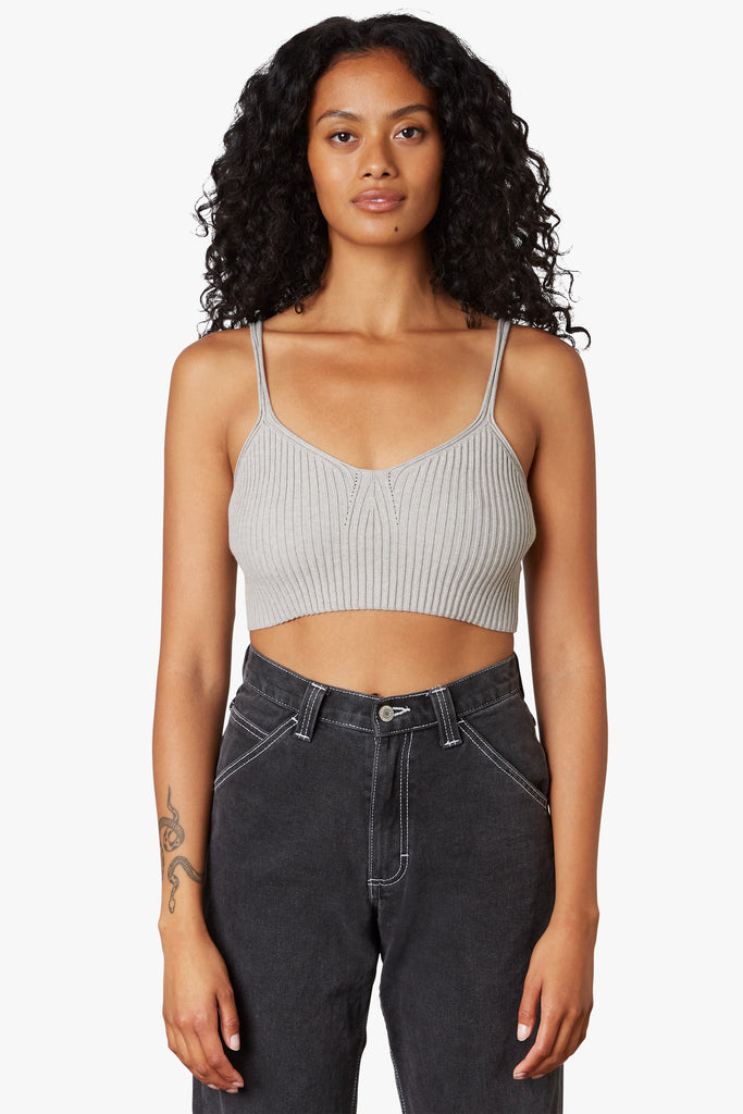 Ribbed Sweater Tank  in Heather Grey front 2