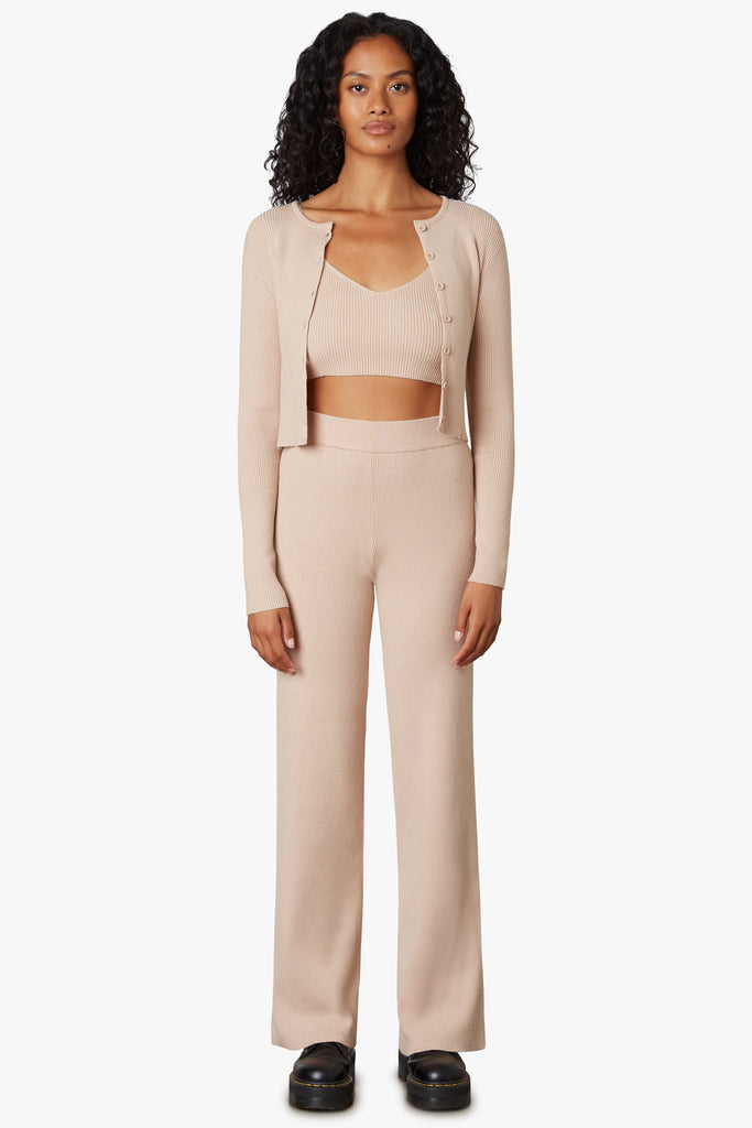Elle Pant in beige, front view 2