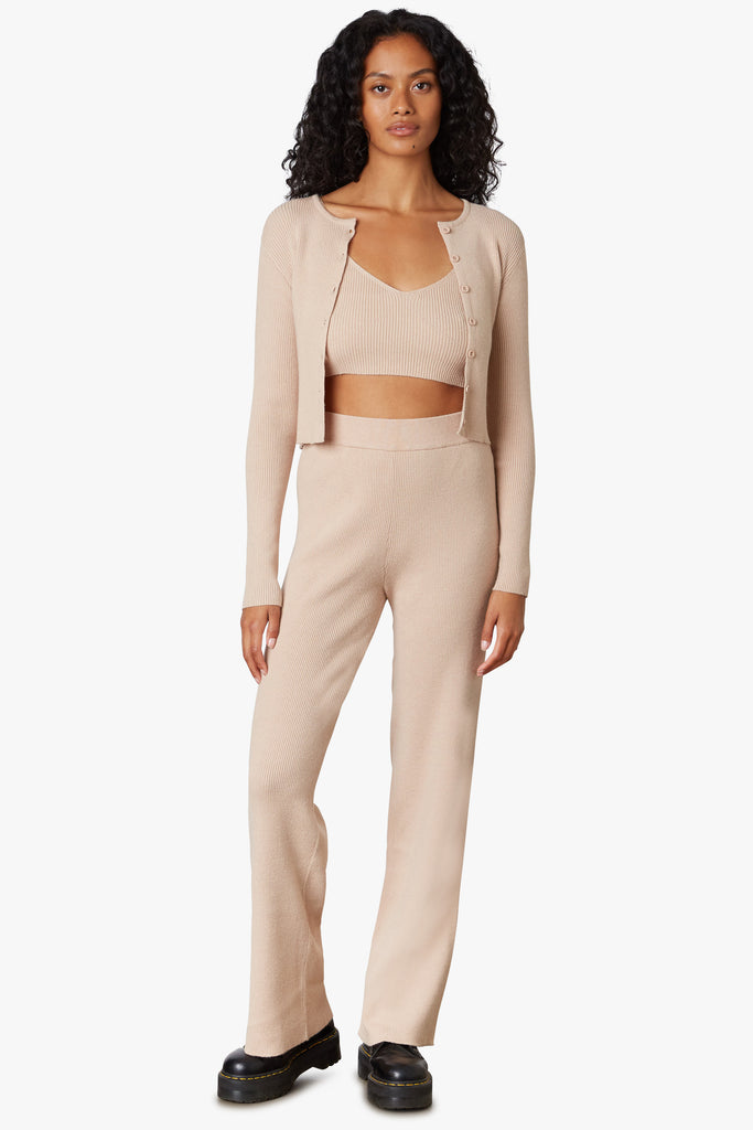 Elle Pant in beige, front view
