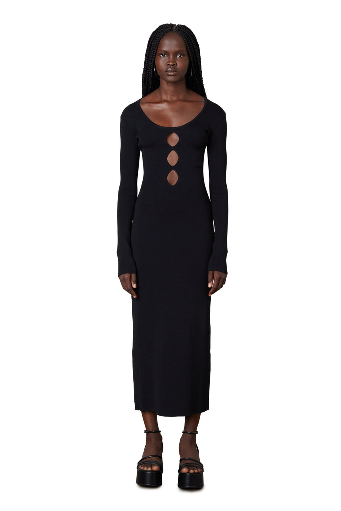 Demi Sweater Dress in black front view 2