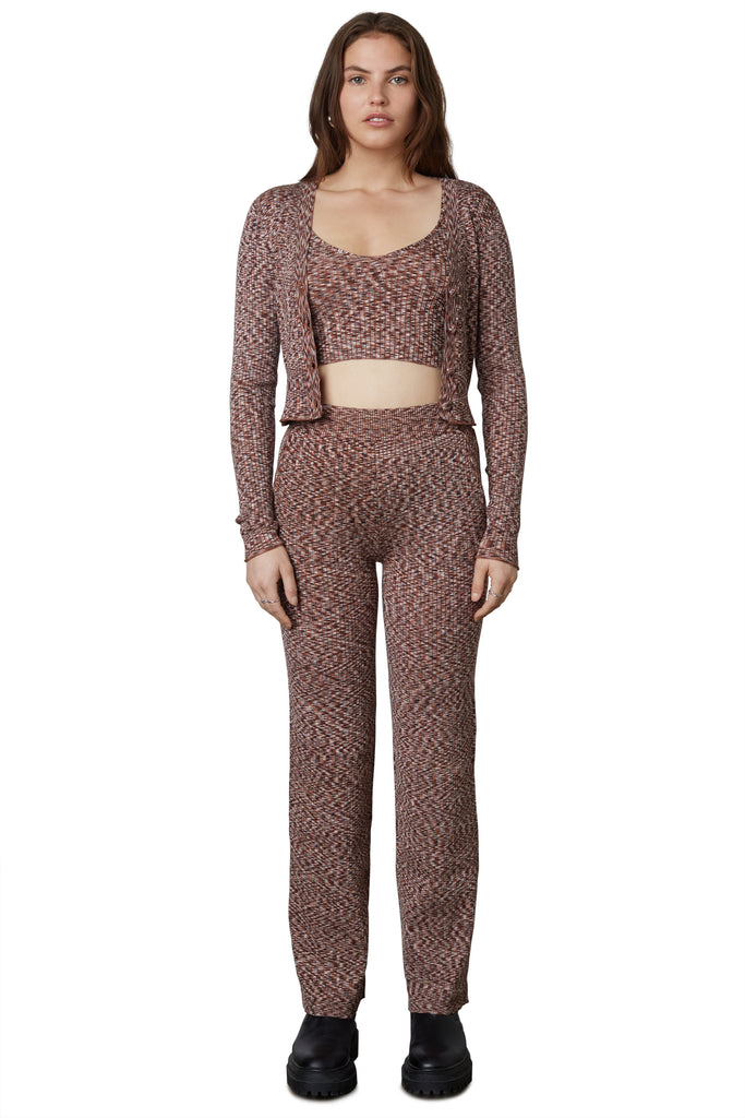 Ribbed Sweater Pant - Space Dye in Brown front 2