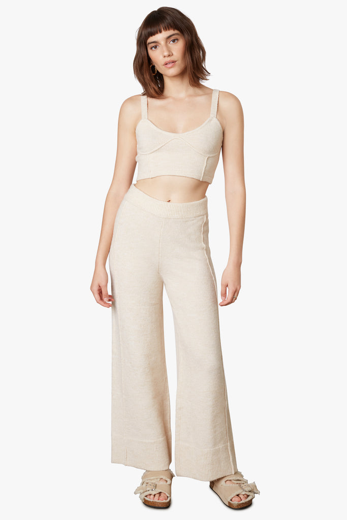 Seamed Sweater Pant in Ecru front 