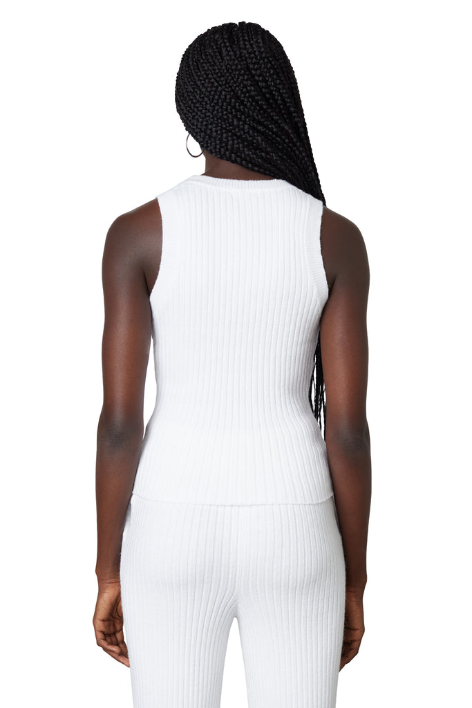 Ribbed Sweater Vest in white back view