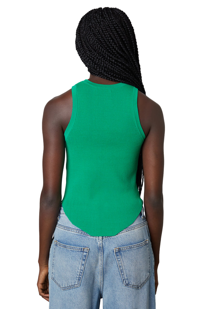 Moore Sweater Tank in kelly green back view