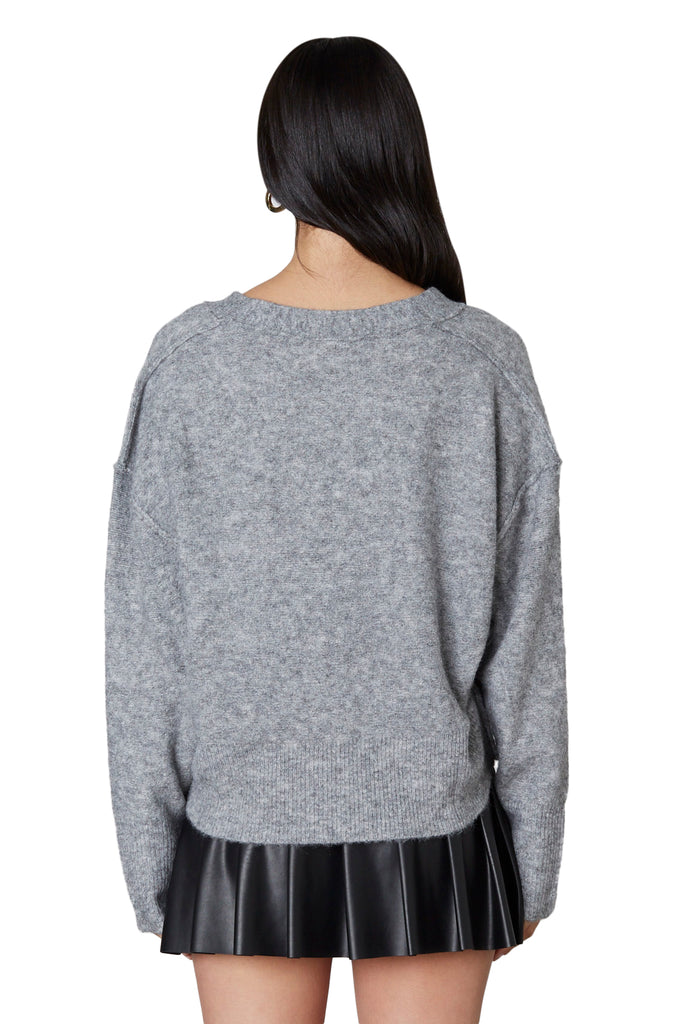 cropped boyfriend cardigan in charcoal bacl viewcropped boyfriend cardigan in charcoal back view