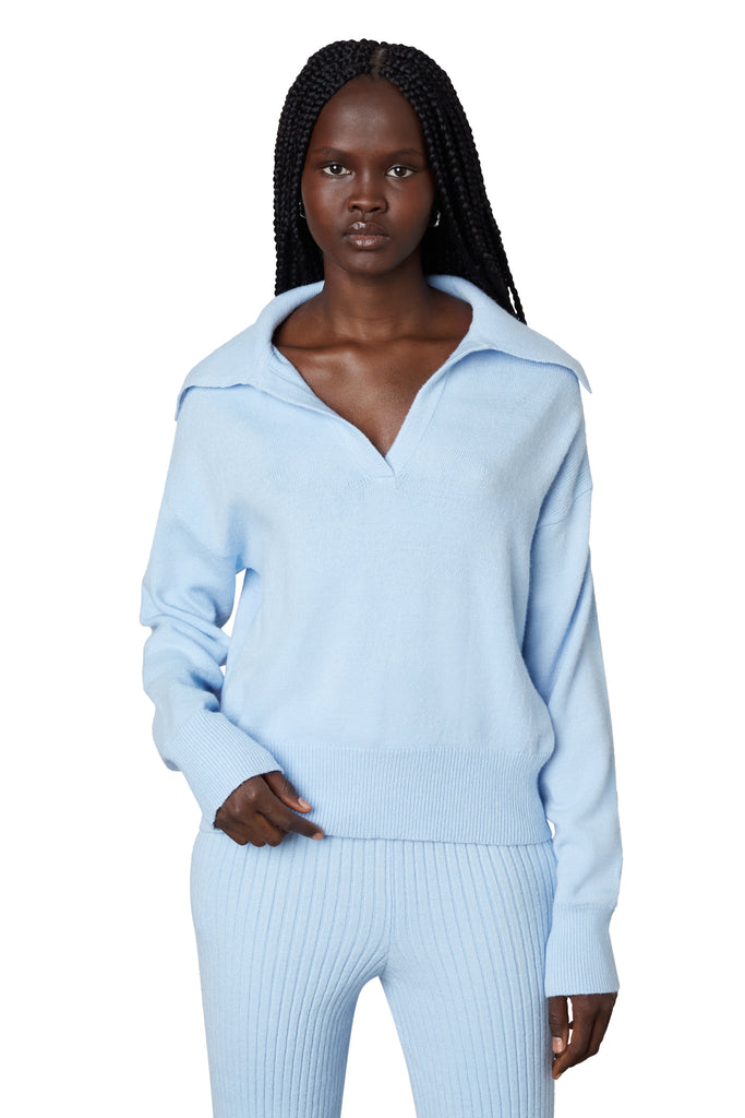Frankie Sweater in chambray front view 1