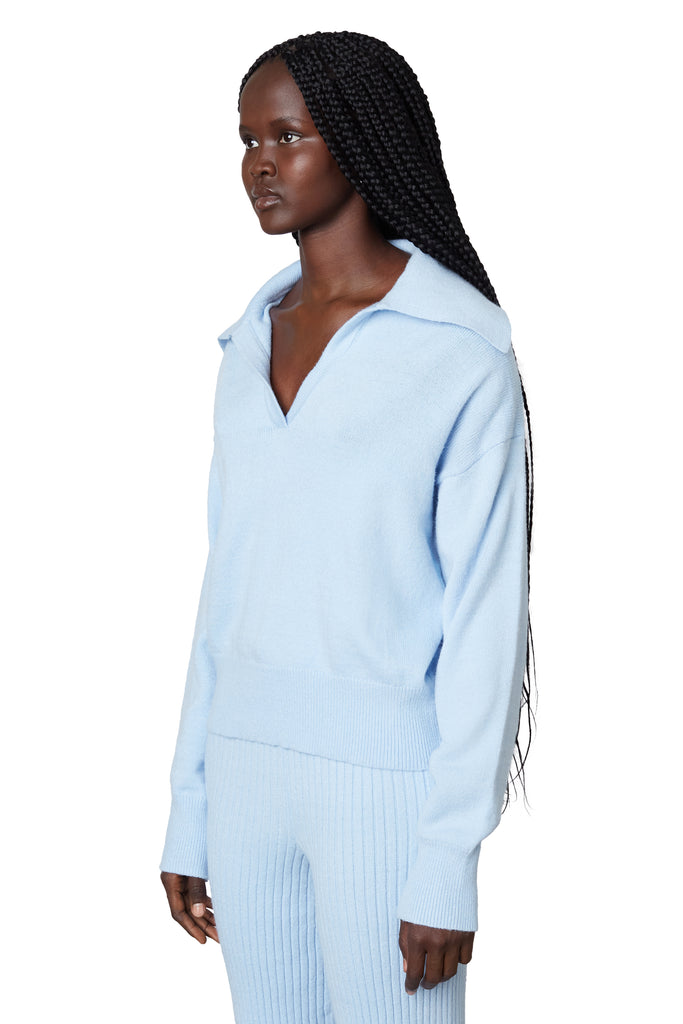 Frankie Sweater in chambray side view