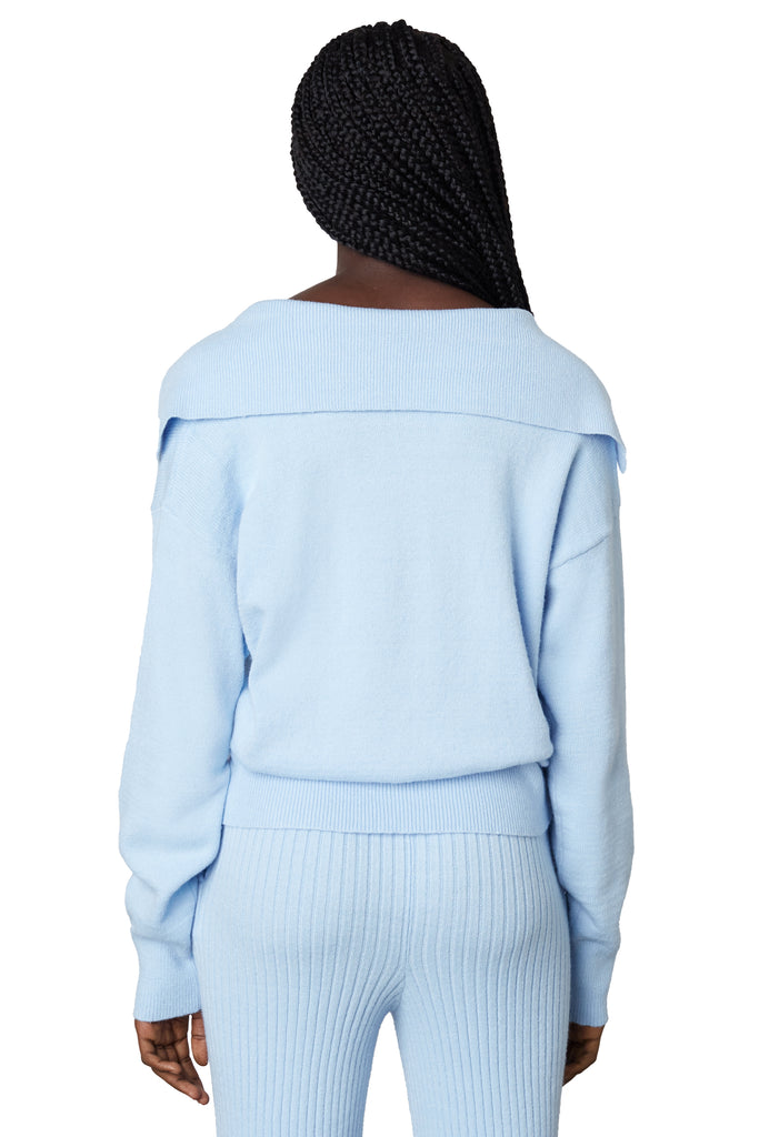 Frankie Sweater in chambray back view