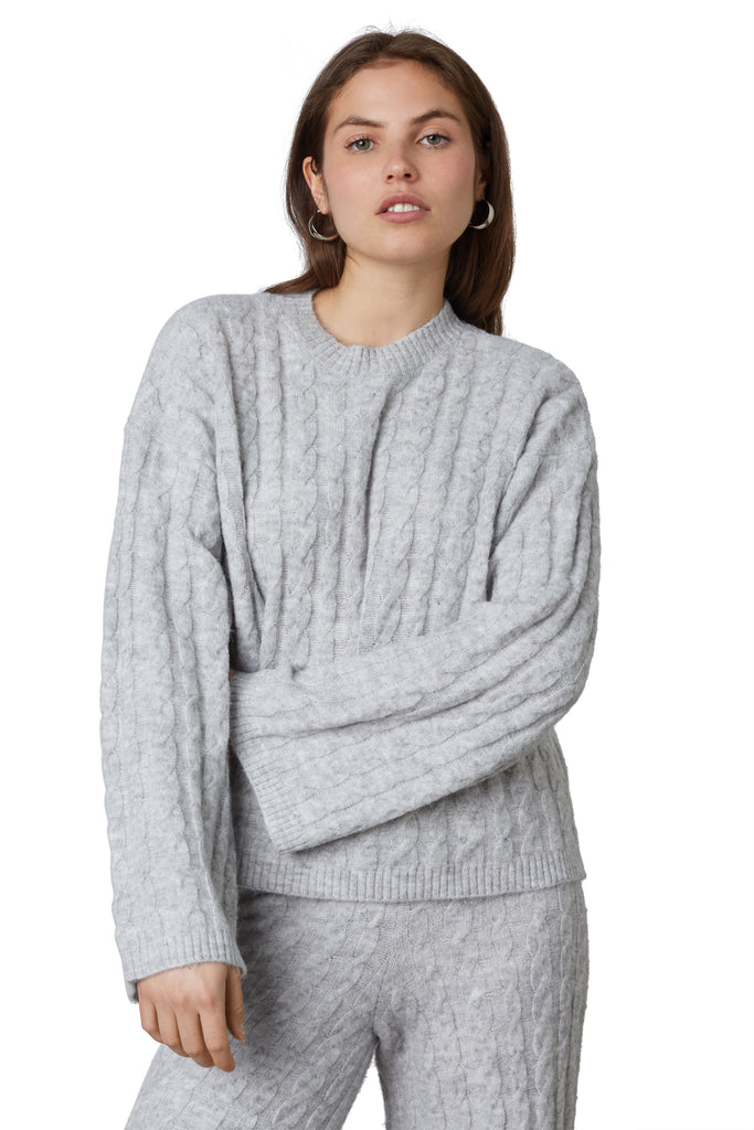 joan sweater in heather grey front view