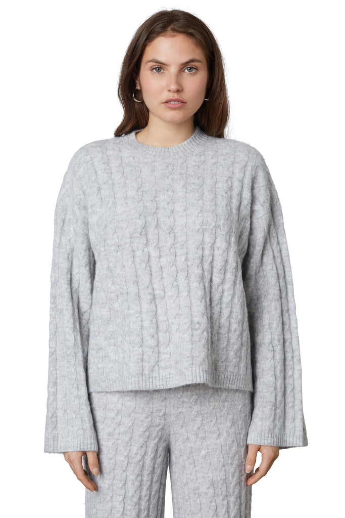 joan sweater in heather grey front view 2