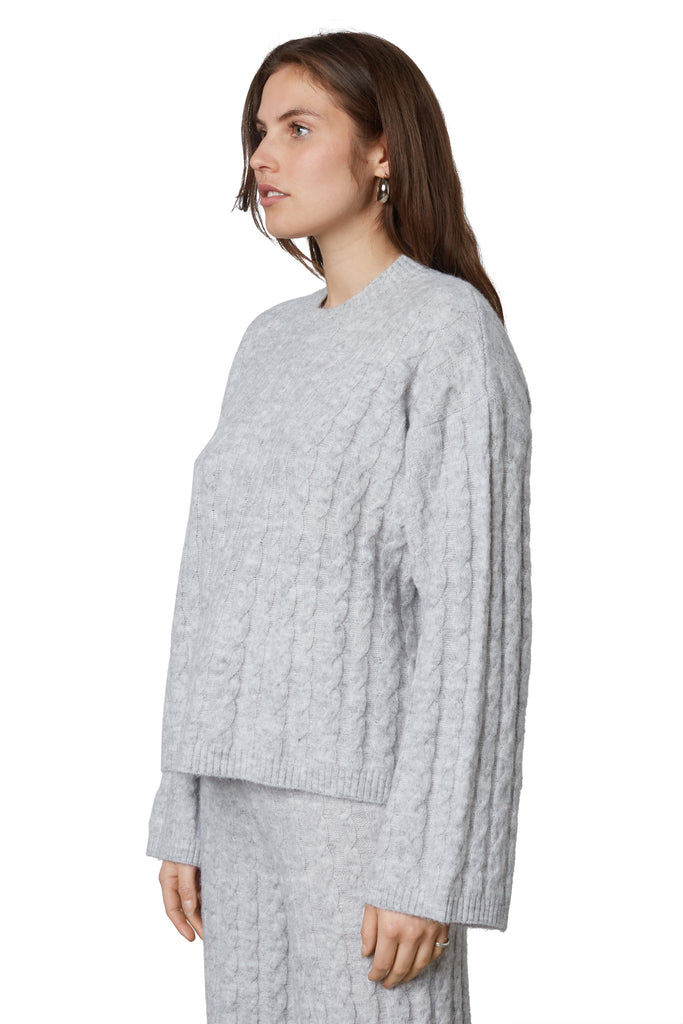 joan sweater in heather grey side view
