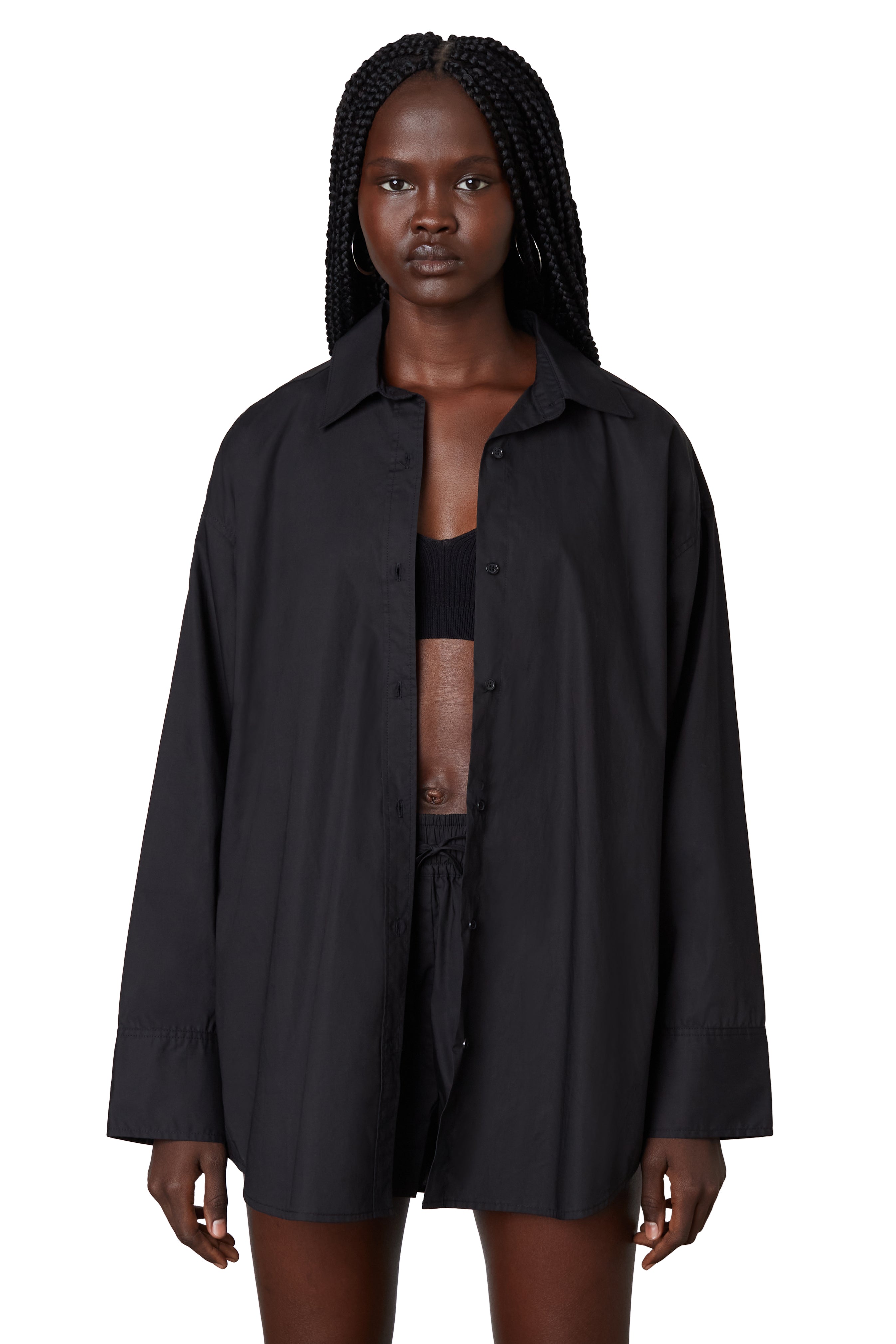 Leon Shirt in black front view 2