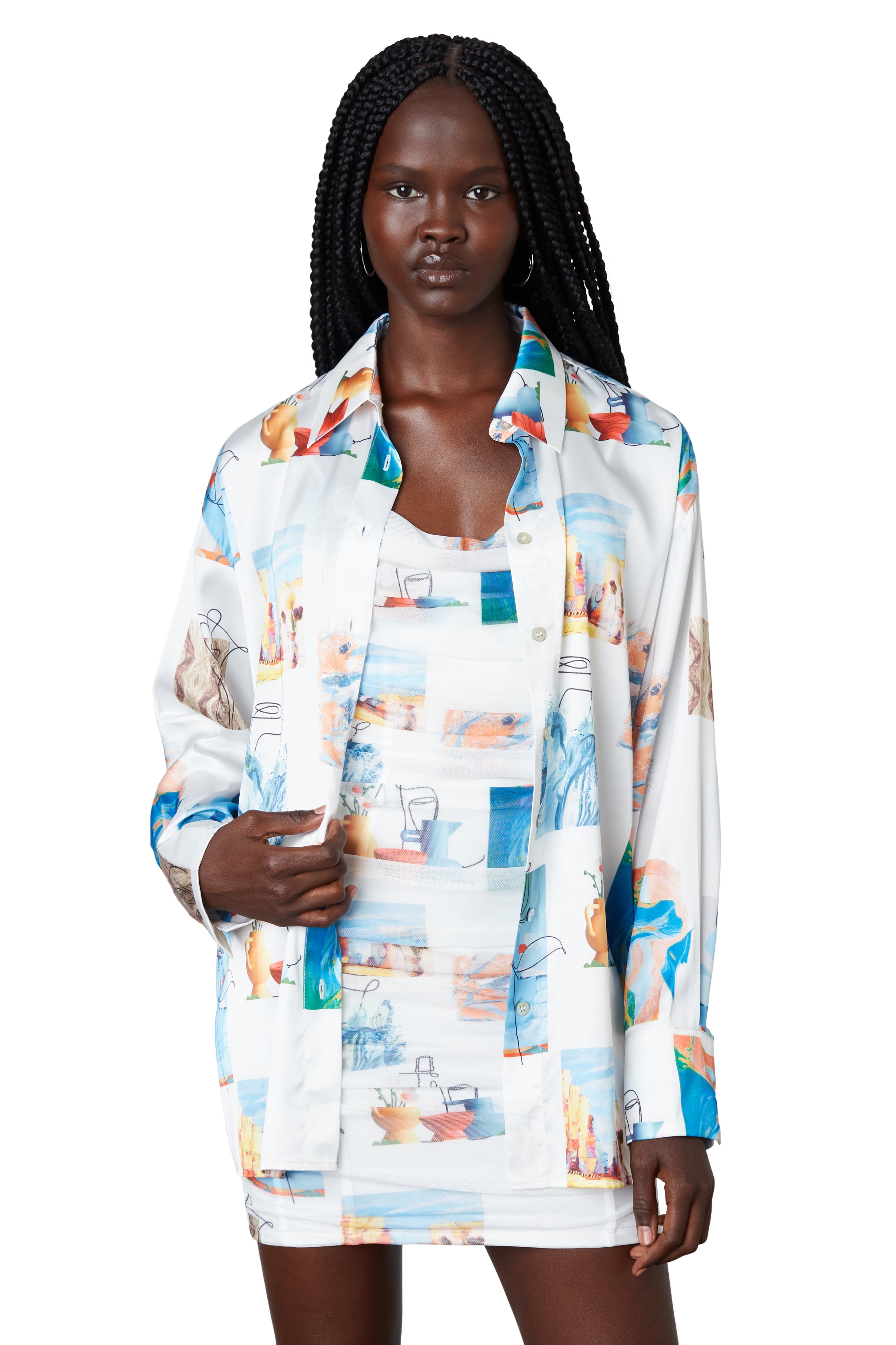 Jeanne Shirt in azul front view 1