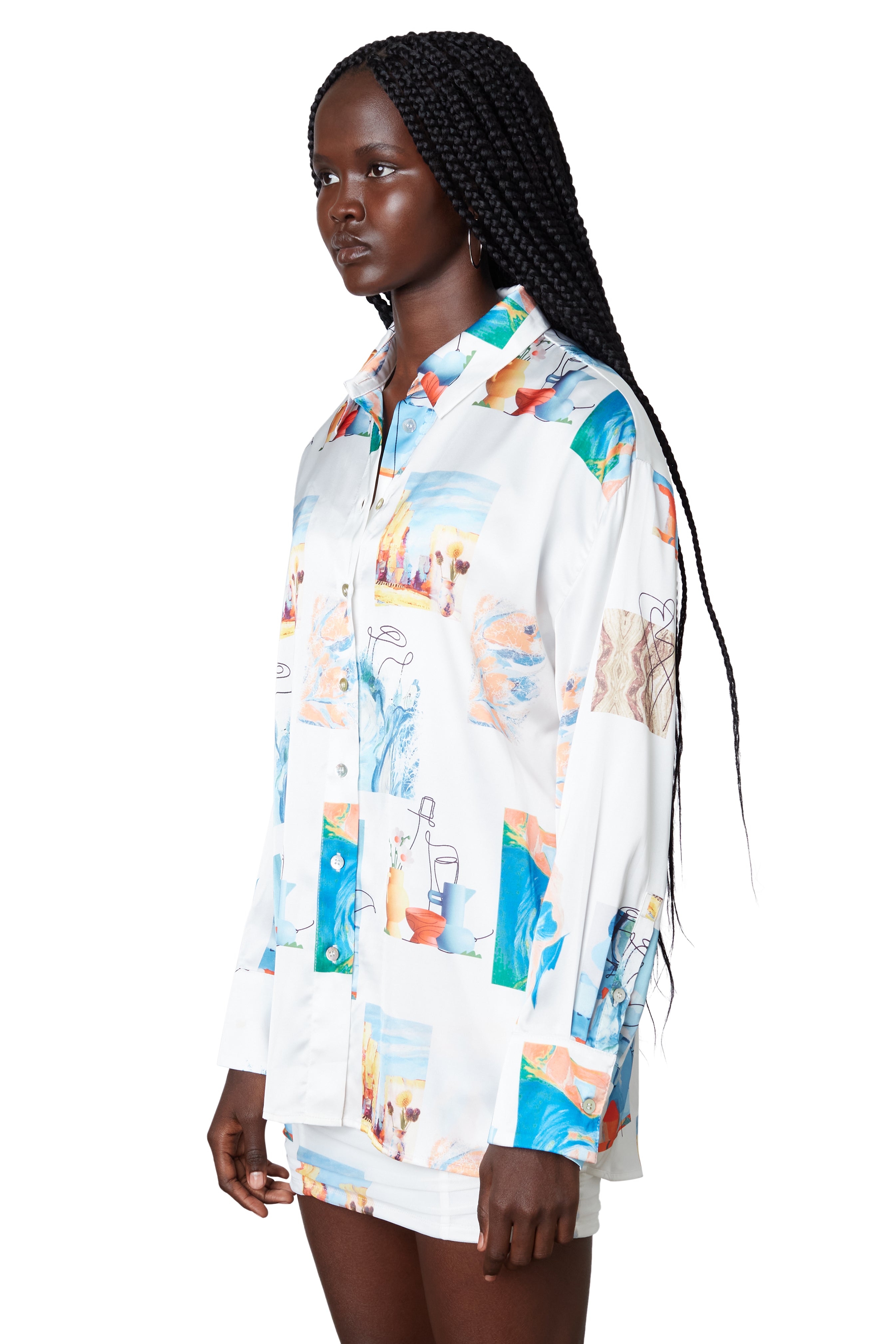 Jeanne Shirt in azul side view