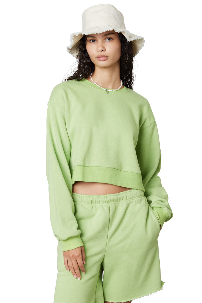Cropped Pullover in matcha, front view