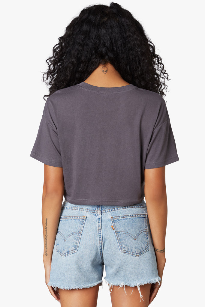 Cropped Tee in smoke, back view