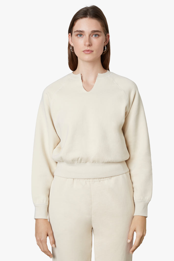 Notched Cropped Sweatshirt in bone, front view 2