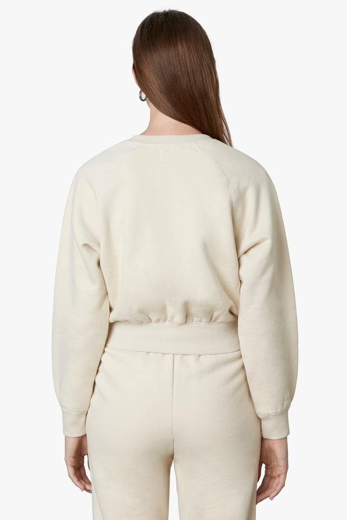 Notched Cropped Sweatshirt in bone, back view