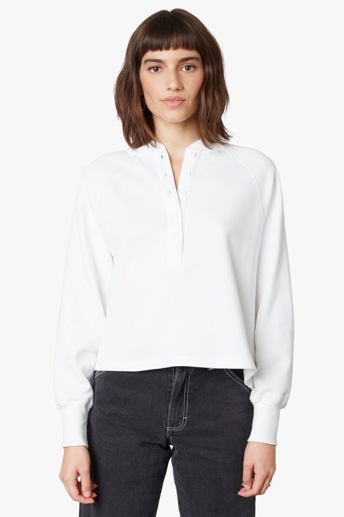 Coco Henley in white, front view 2