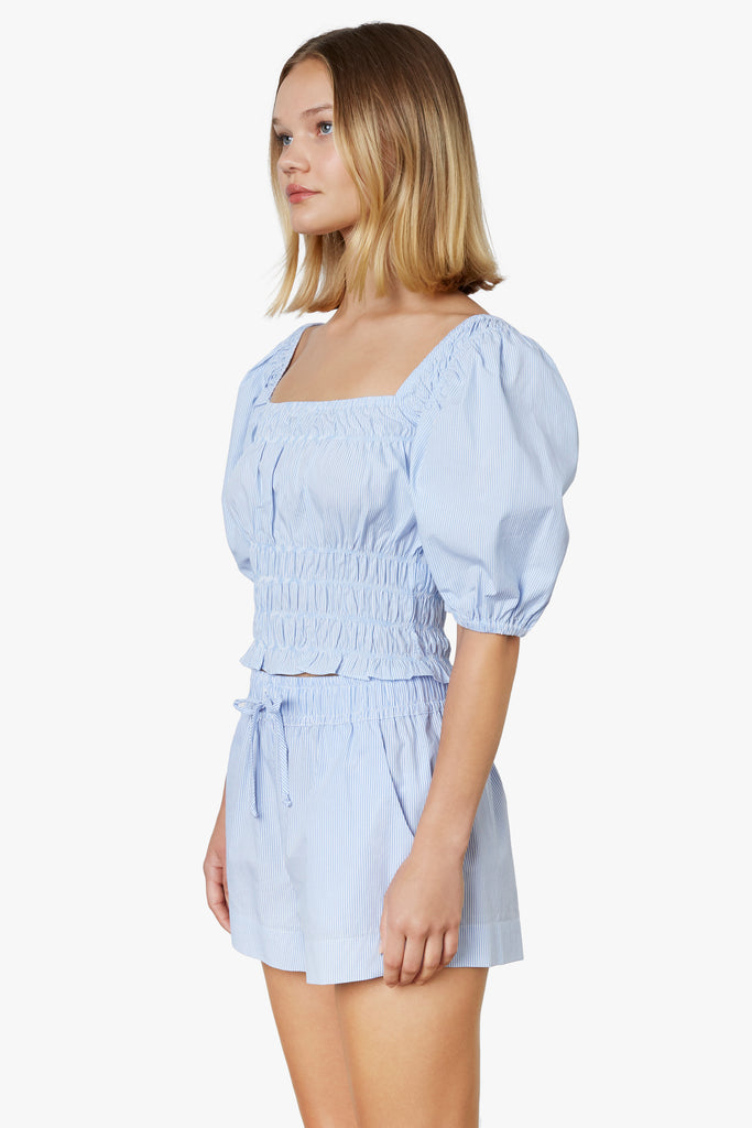 Anne Top in chambray, side view