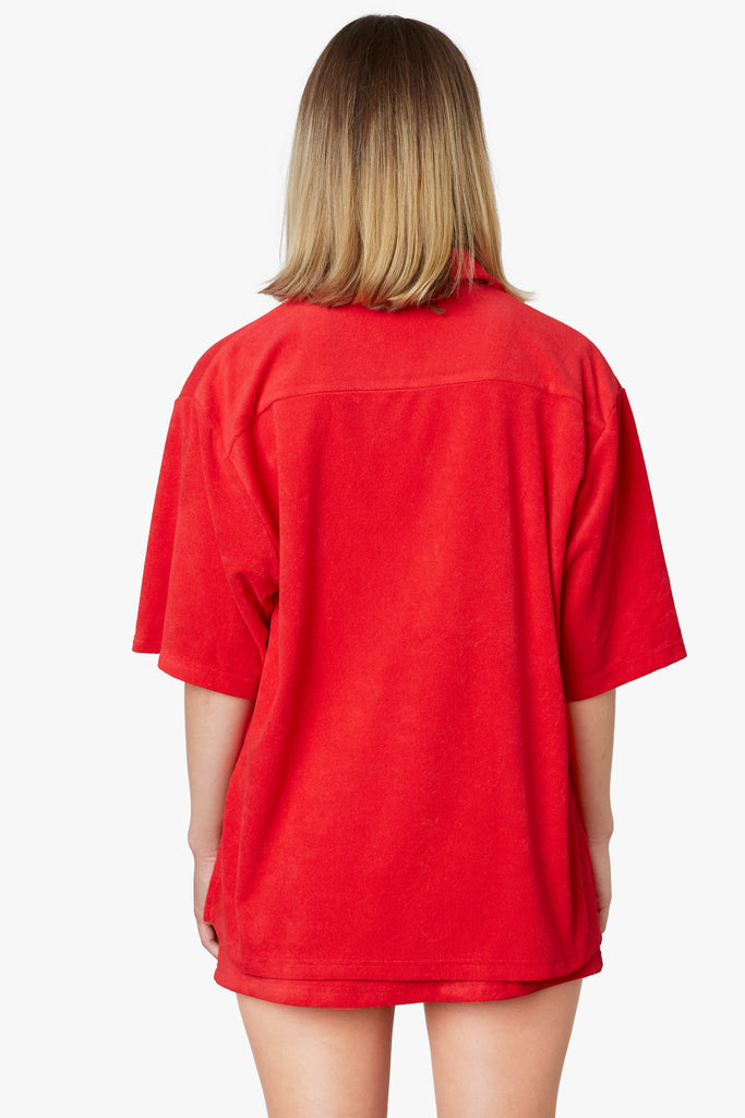 Doheny Shirt in cherry, back view