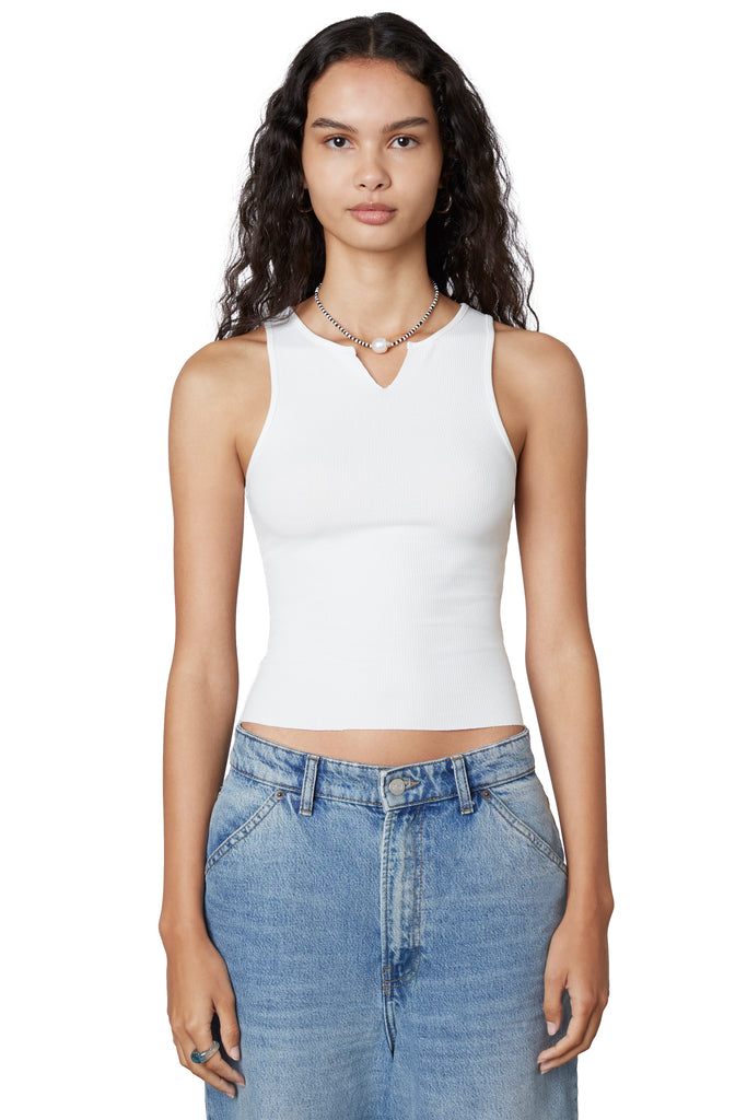 Vintage Notched Tank in White Front 