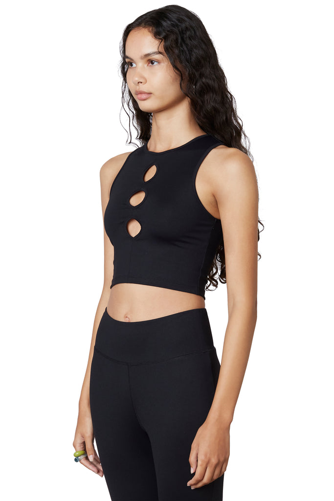 Keyhole Cropped Tank in black, side view