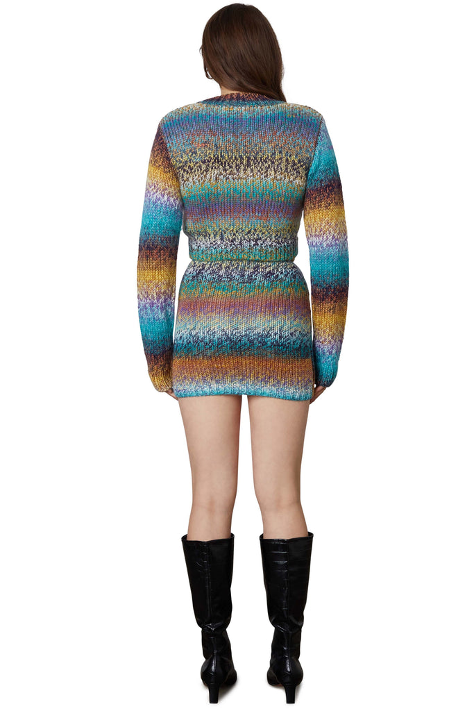 Aspen Sweater Skirt in Teal/Brown back 