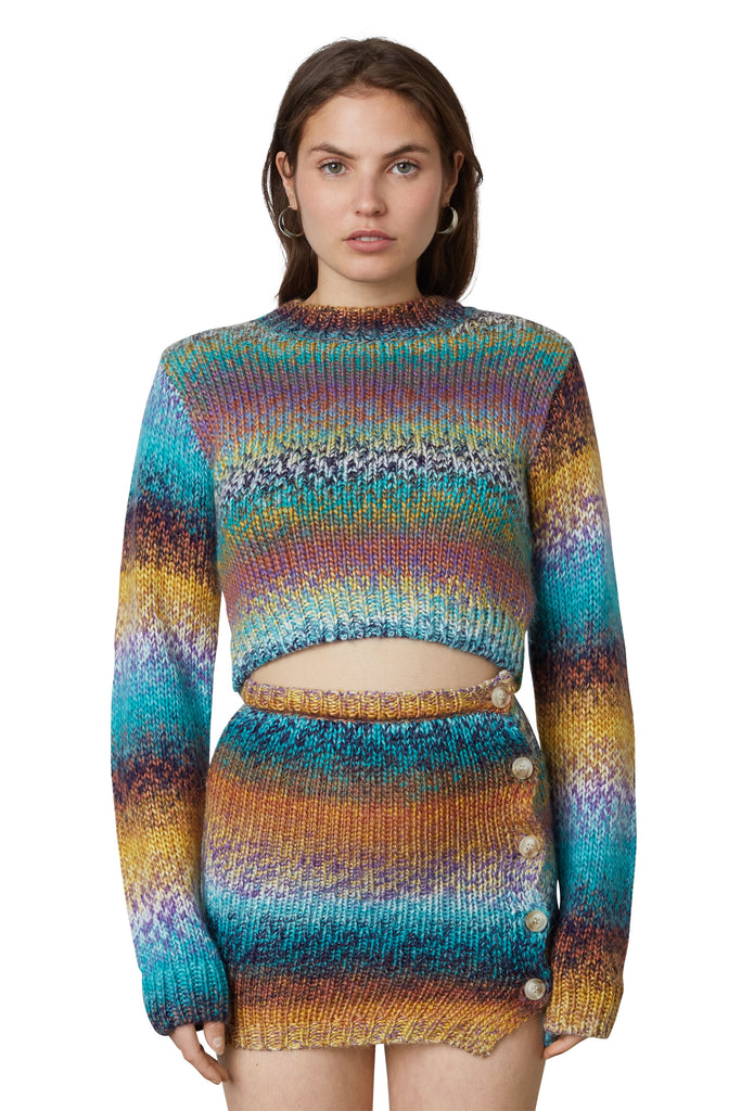 Aspen Sweater on Teal/Brown front 2